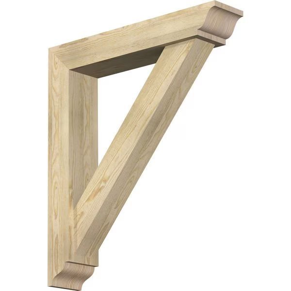 Traditional Traditional Rough Sawn Bracket w/ Offset Brace, Douglas Fir, 6